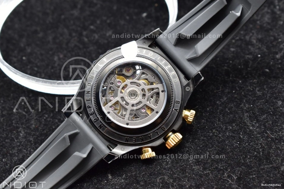 Colorful Ceramic Dial PVD on Strap Blaken GETF Skeleton Edition Rubber Best Daytona Bezel Gold SA 523 Black 0211